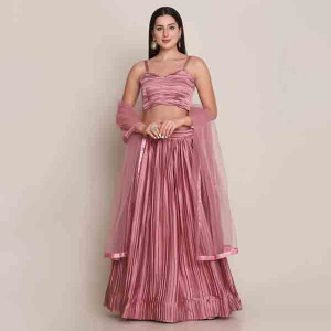 Pink Silk Flared Lehenga