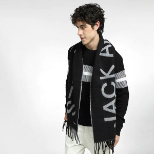 Men Black & Grey Printed Scarf