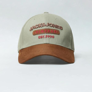 "Men Grey & Orange Embroidered Baseball Cap "